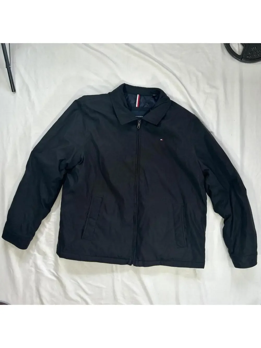 Tommy Hilfiger Men's Black and Burgundy Jacket